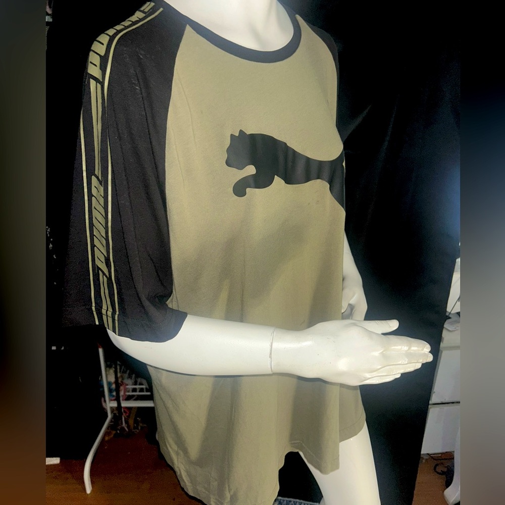 Puma Black and Olive Logo T-Shirt